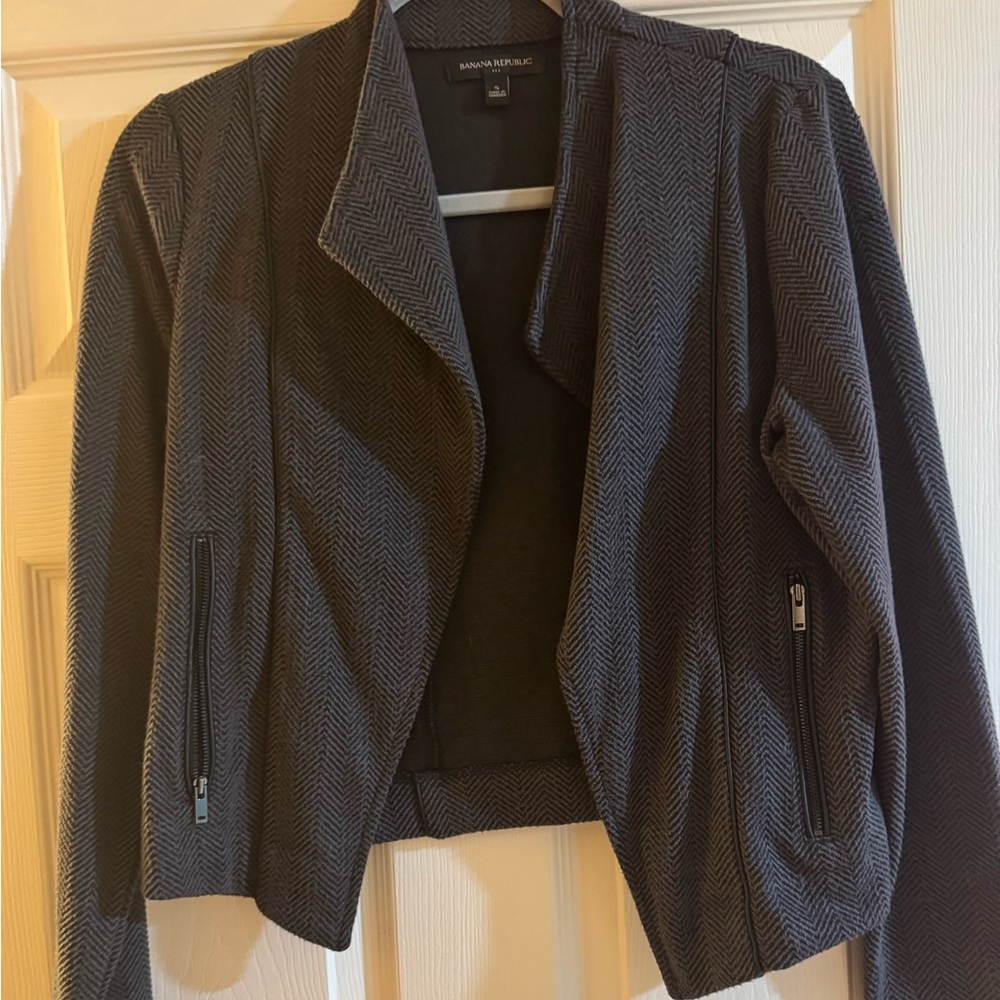 Banana Republic Charcoal Herringbone Blazer